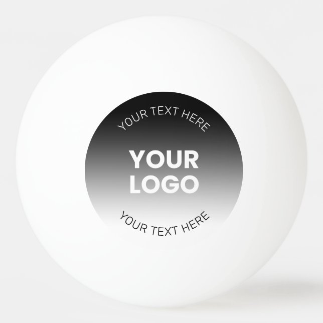 Your Logo | Modern Editable Black & White Gradient Ping Pong Ball (Front)