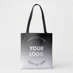 Your Logo   Modern Editable Black & White Gradient Tote Bag