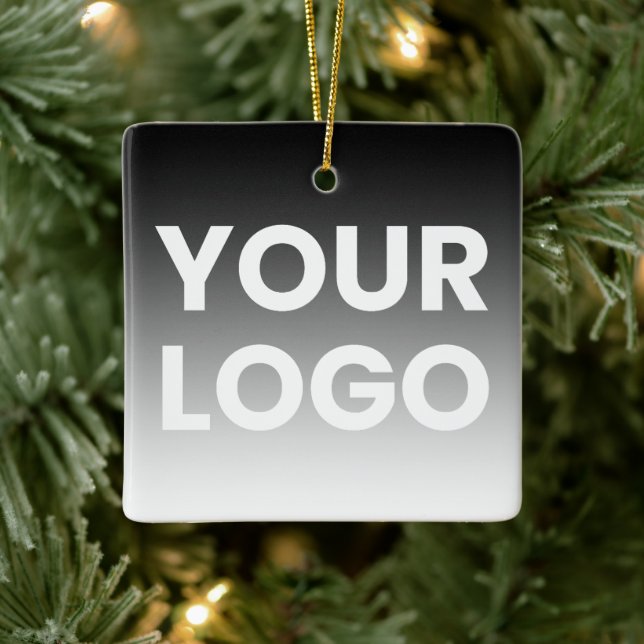 Your Logo & Modern Editable Colour Gradient Ceramic Ornament (Tree)
