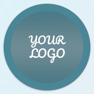 Your Logo & Modern Editable Colour Ombre w/Border Classic Round Sticker