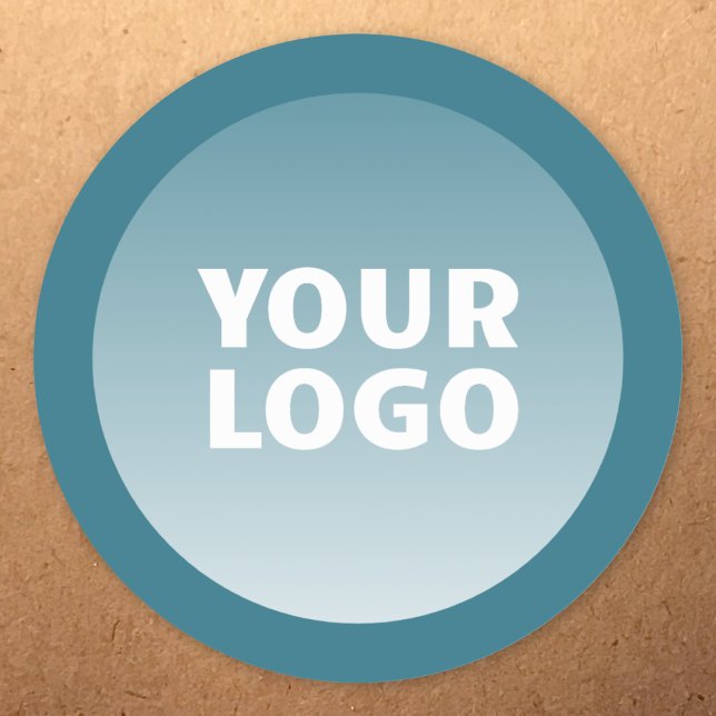 Your Logo & Modern Editable Colour Ombre w/Border Classic Round Sticker (Creator Uploaded)