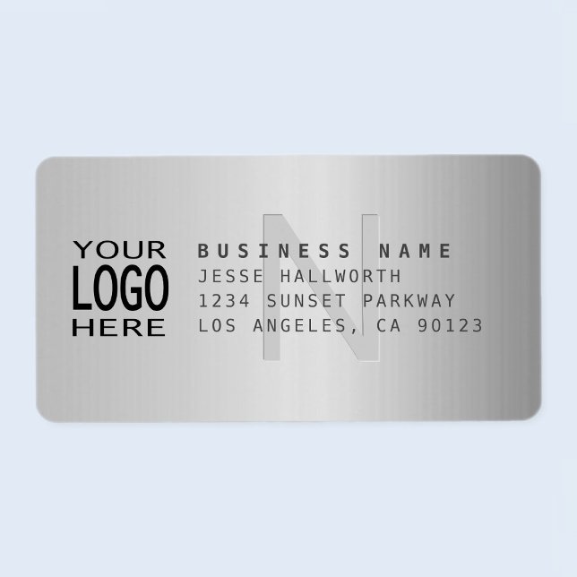Your Logo & Modern Faux Metal Return Address Label (Creator Uploaded)