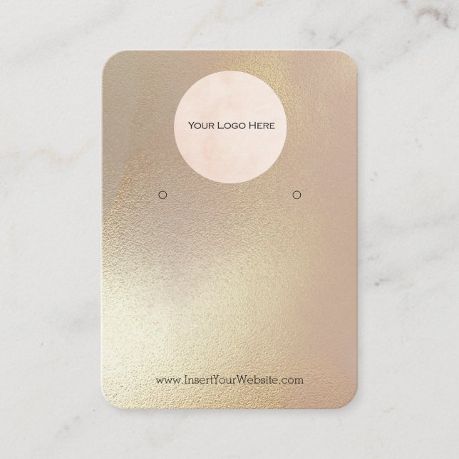 Your Logo Modern Gold Shimmer Earring Display Business Card (Front)