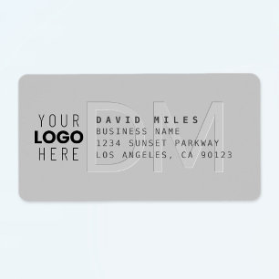 Your Logo & Modern Grey Return Address Label