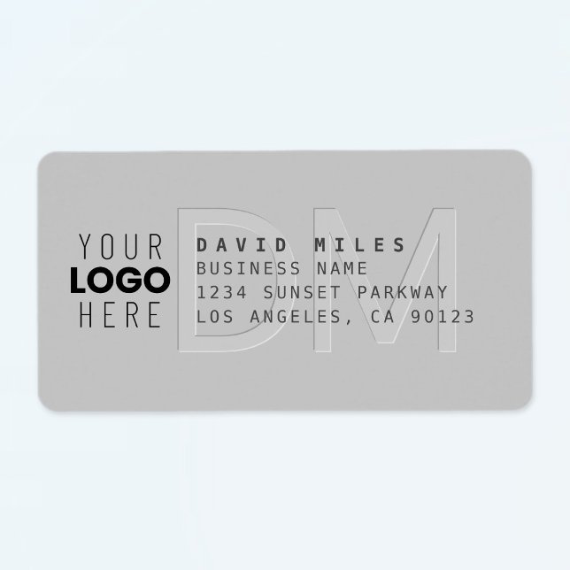Your Logo & Modern Grey Return Address Label (Creator Uploaded)