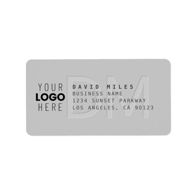 Your Logo & Modern Grey Return Address Label (Front)