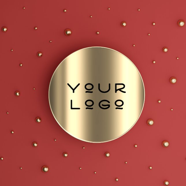Your Logo Modern Metallic Minimalism Online Shop Classic Round Sticker (Creator Uploaded)