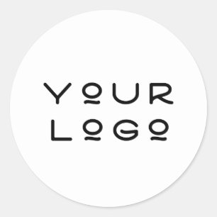 Your Logo Modern Metallic Minimalism Online White Classic Round Sticker