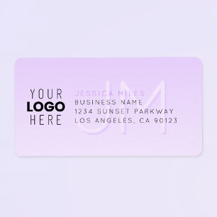 Your Logo & Modern Purple Ombre Return Address  Label