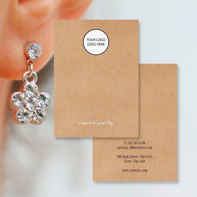 Your Logo Modern Rustic Kraft Earring Display Card (Creator Uploaded)