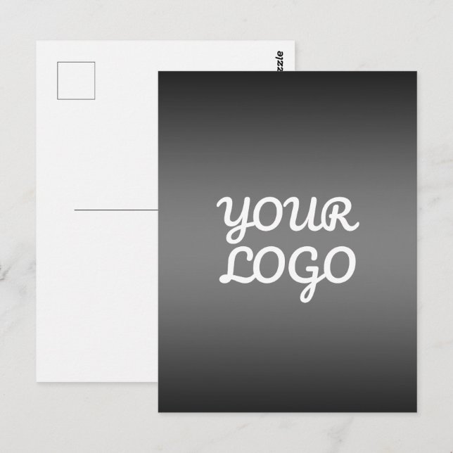 Your Logo & Modern Simple Ombre | Dark Gray Postcard (Front/Back)