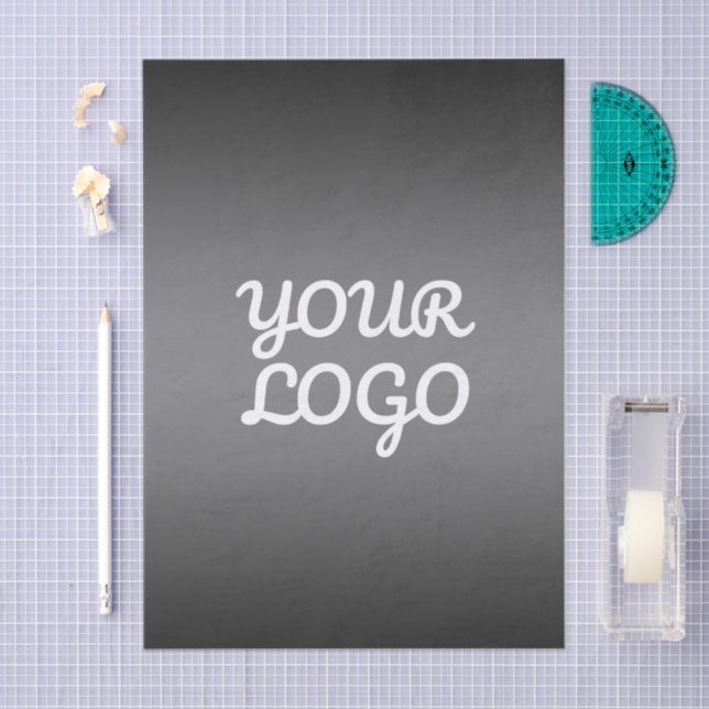 Your Logo & Modern Simple Ombre | Dark Gray Tissue Paper (Craft)