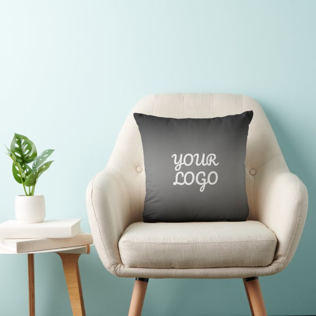 Your Logo & Modern Simple Ombre | Dark Grey Cushion (Chair)