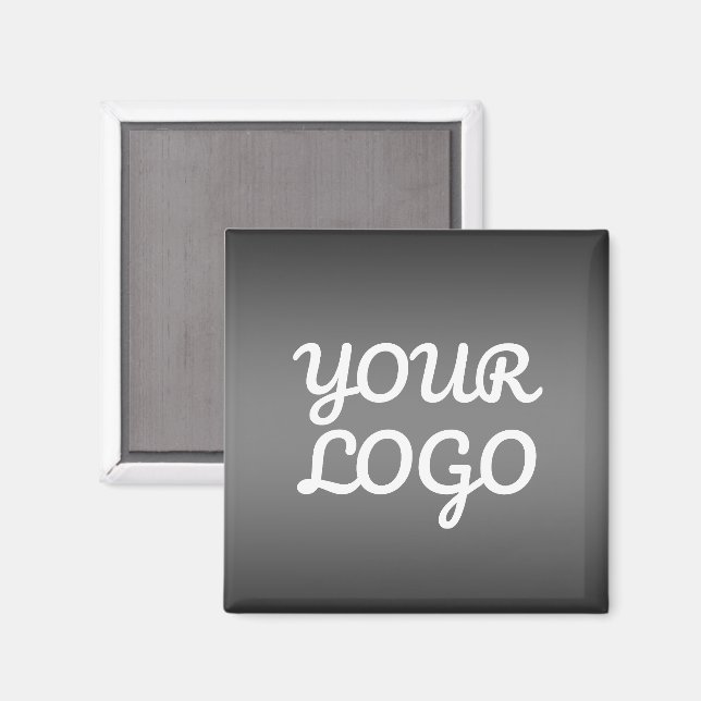 Your Logo & Modern Simple Ombre | Dark Grey Magnet (Front/Back)