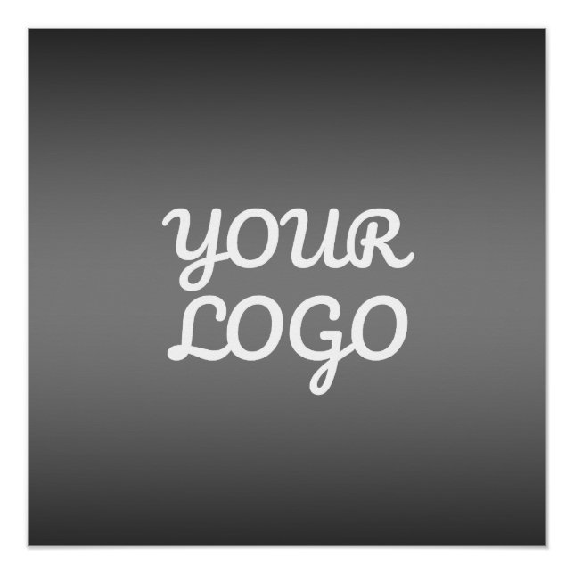 Your Logo & Modern Simple Ombre | Dark Grey Poster (Front)