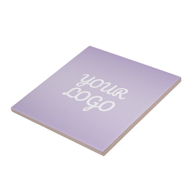 Your Logo & Modern Simple Ombre | Lavender Ceramic Tile (Side)