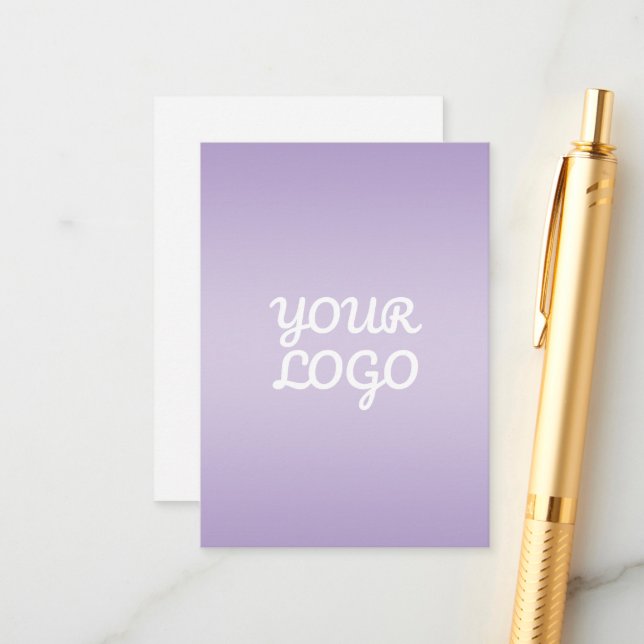 Your Logo & Modern Simple Ombre | Lavender Enclosure Card (Front/Back In Situ)