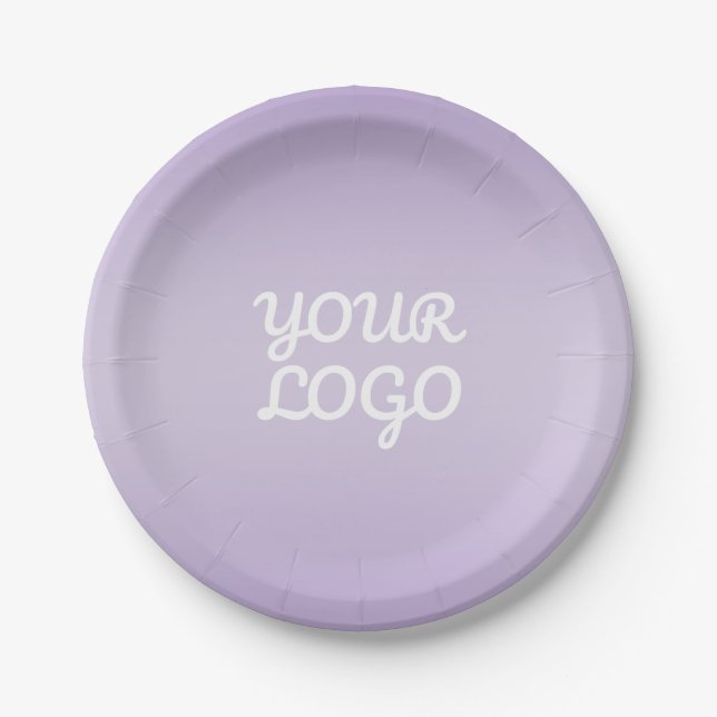 Your Logo & Modern Simple Ombre | Lavender Paper Plate (Front)