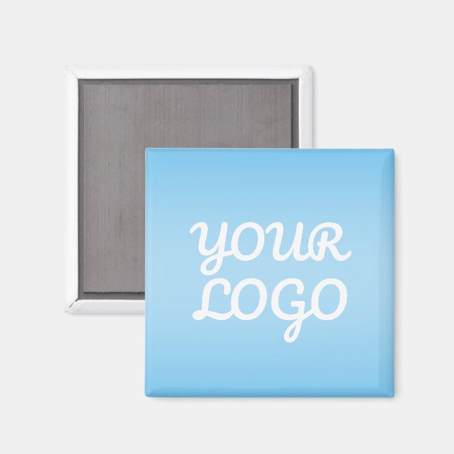 Your Logo & Modern Simple Ombre | Light Blue Magnet (Front/Back)
