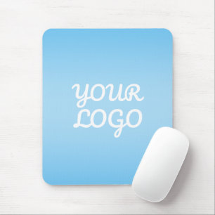 Your Logo & Modern Simple Ombre Light Blue Mouse Pad