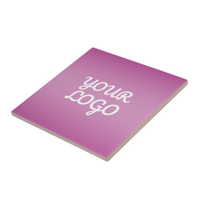 Your Logo & Modern Simple Ombre | Purple Ceramic Tile (Side)