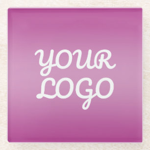 Your Logo & Modern Simple Ombre Purple Glass Coaster