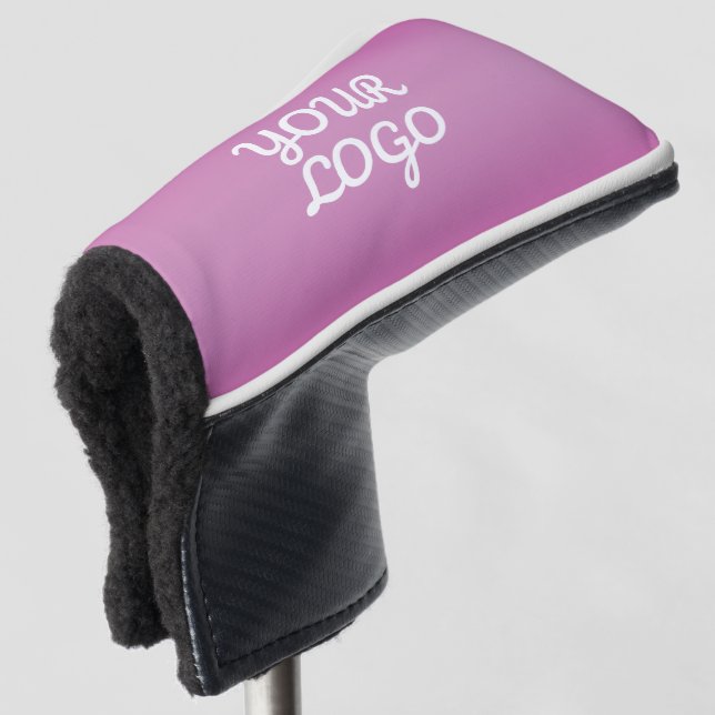 Your Logo & Modern Simple Ombre | Purple Golf Head Cover (3/4 Front)
