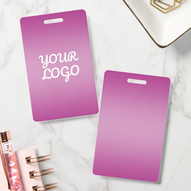 Your Logo & Modern Simple Ombre | Purple ID Badge (Office)