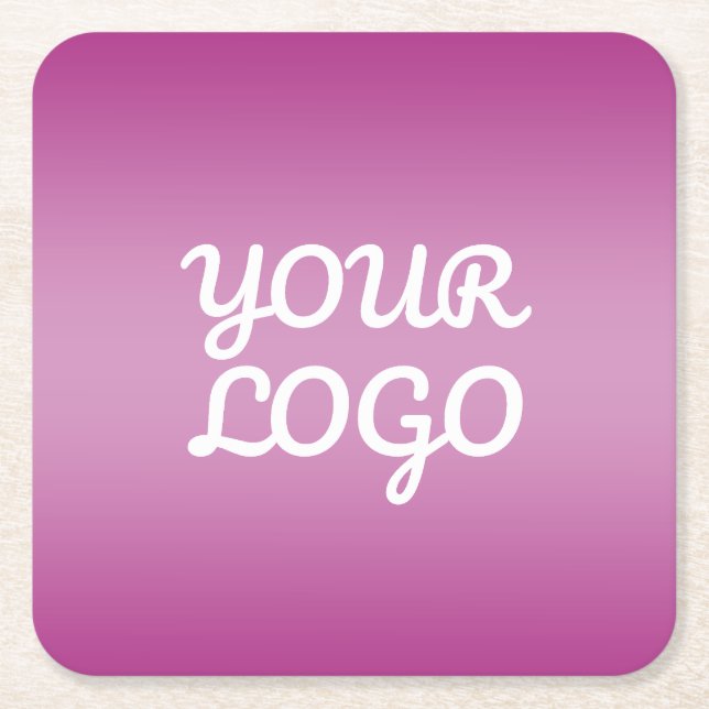 Your Logo & Modern Simple Ombre | Purple Square Paper Coaster (Front)