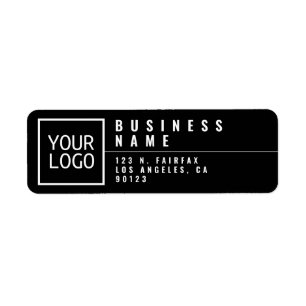Your logo Modern Stylised Black Return Address  Label