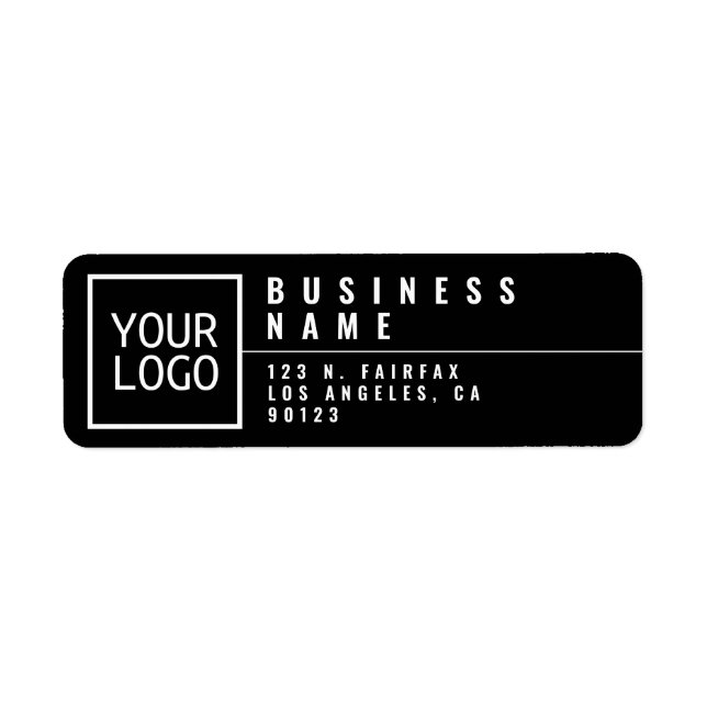 Your logo Modern Stylised Black Return Address  Label (Front)