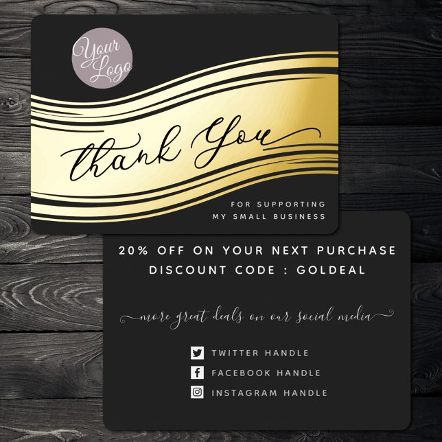 Your Logo Modern Thank You Real Foil Discount Card (Creator Uploaded)