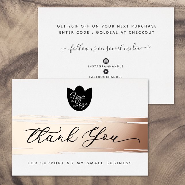 Your Logo Modern Thank You Real Foil Discount Card (Creator Uploaded)