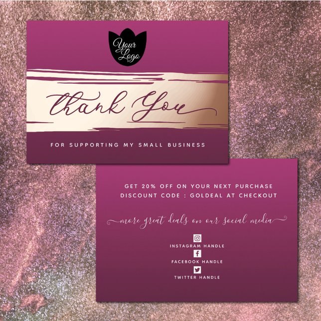 Your Logo Modern Thank You Real Foil Discount Card (Creator Uploaded)