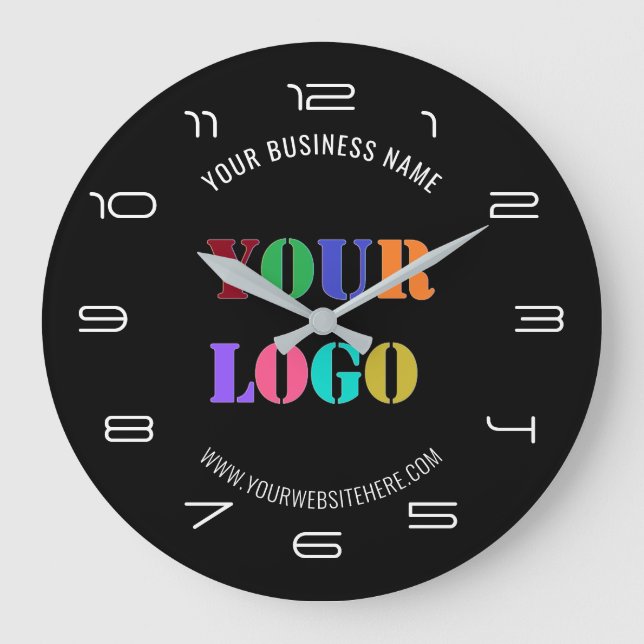 Your Logo Name Website Personalised Font / Colours Large Clock (Front)
