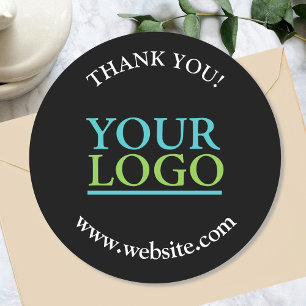 Your Logo, Name & Website Promo, Black Classic Round Sticker