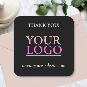 Your Logo, Name & Website Promo, Black Square Sticker