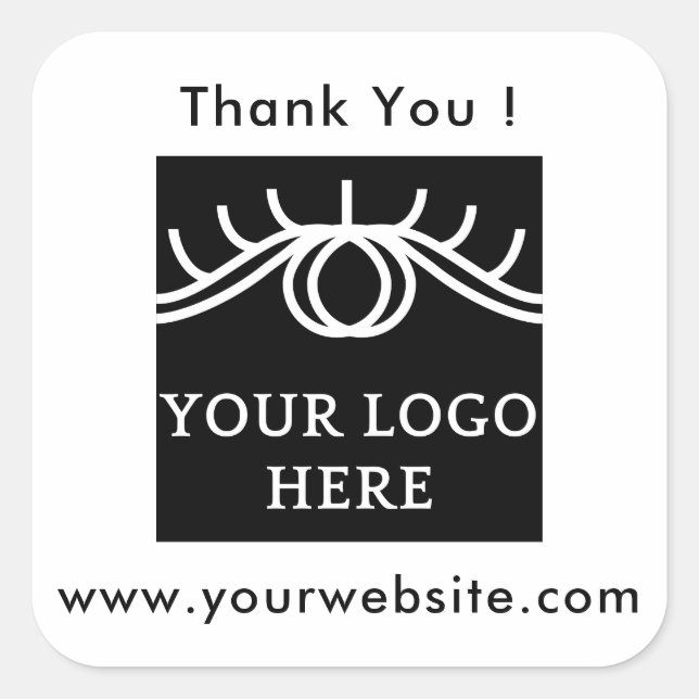 Your Logo, Name & Website Promo Classic Round Clas Square Sticker (Front)