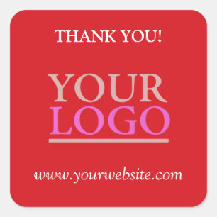 Your Logo, Name & Website Promo, Red Square Sticker