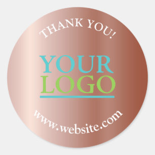 Your Logo, Name & Website Promo, Rose Gold Classic Round Sticker