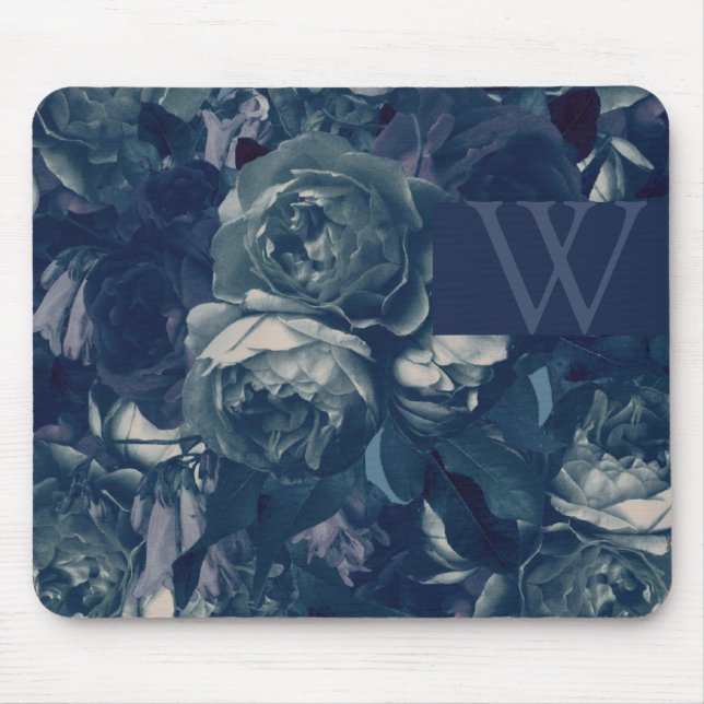 Your Logo Navy Rose Bouquet Mouse Pad (Front)