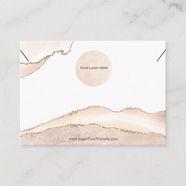 Your Logo Necklace Card Blush & Gold Large (Front)