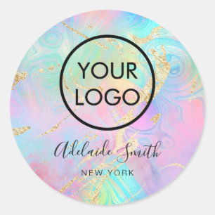 your logo on abstract design classic round sticker
