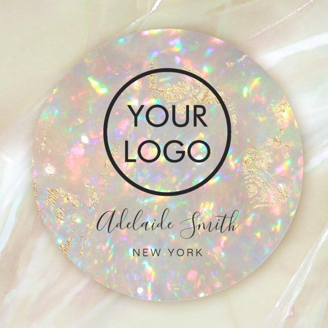 your logo on brilliant opal classic round sticker (Creator Uploaded)