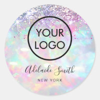 your logo on faux glitter opal