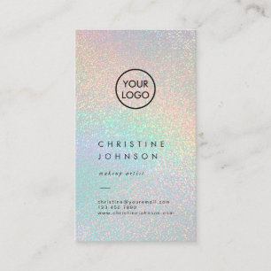 your logo on faux rainbow glitter business card