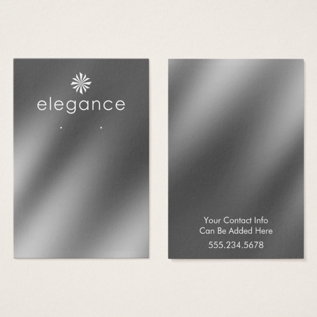 Your Logo on Faux Silver Earring Holder Display (Front & Back)