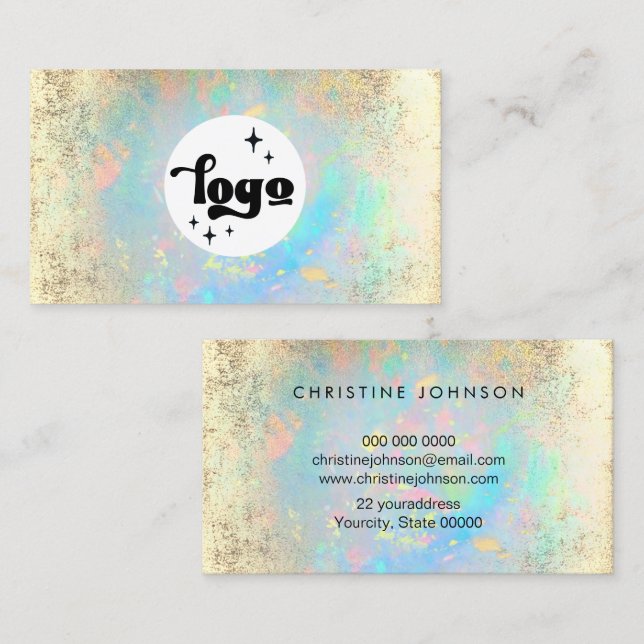 your logo on opal inspired background business card (Front/Back)