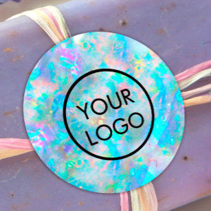 your logo on opal inspired texture classic round sticker