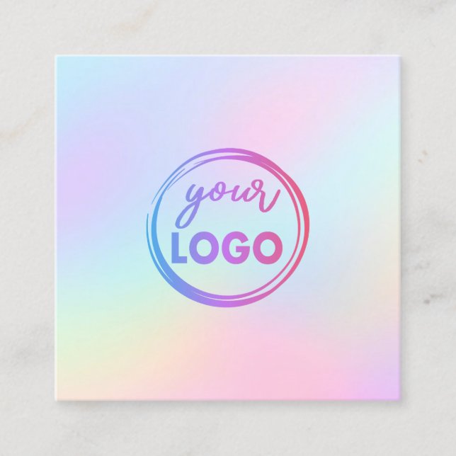 your logo on pastel gradient square business card (Front)